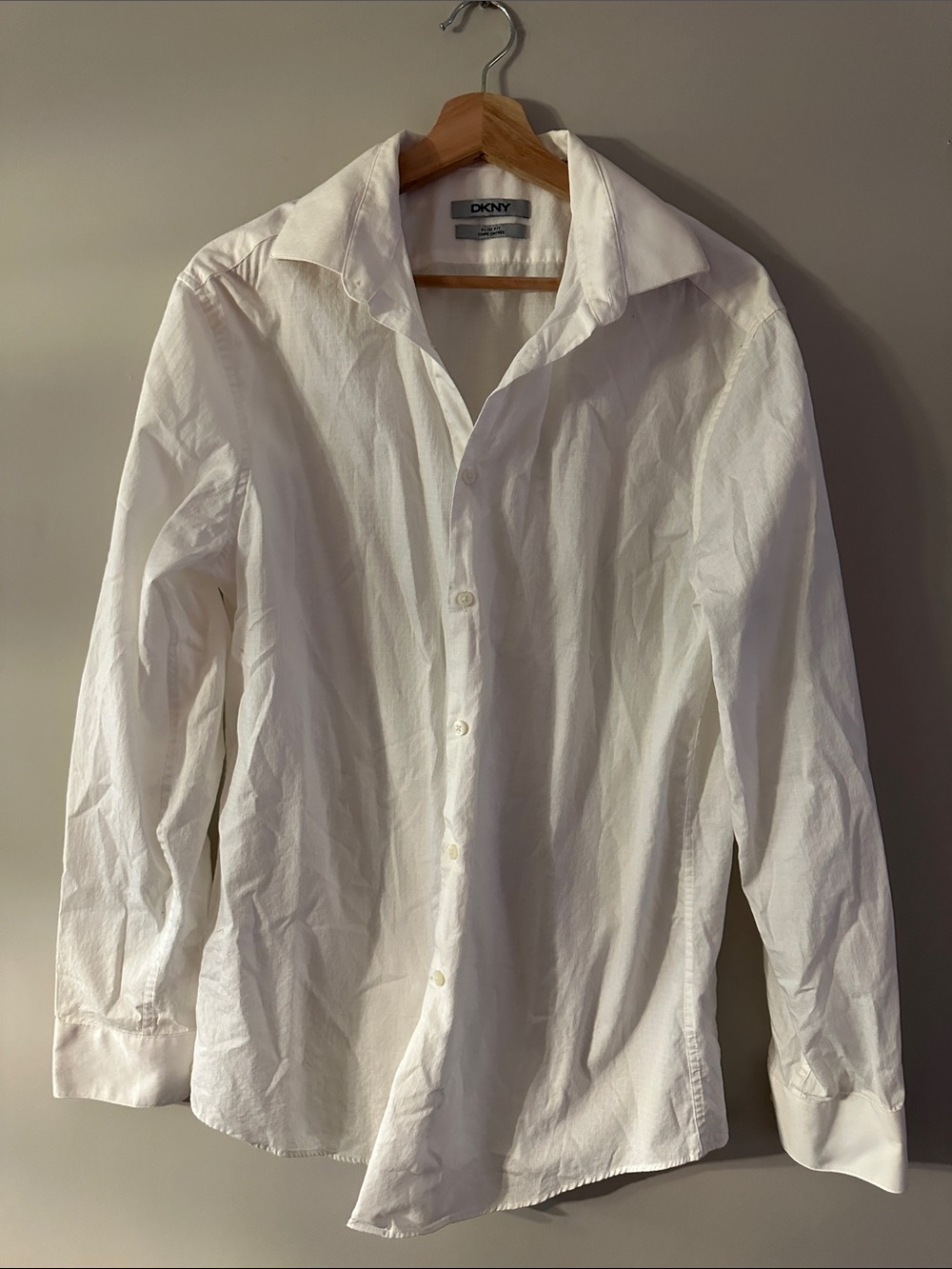 DKNY Men’s White Long-Sleeve Dress Shirt